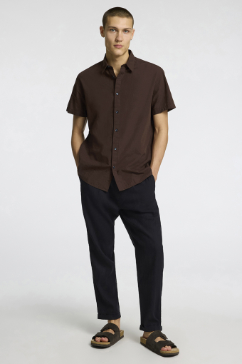 Regular New Linen Hemd SS Coffee Bean