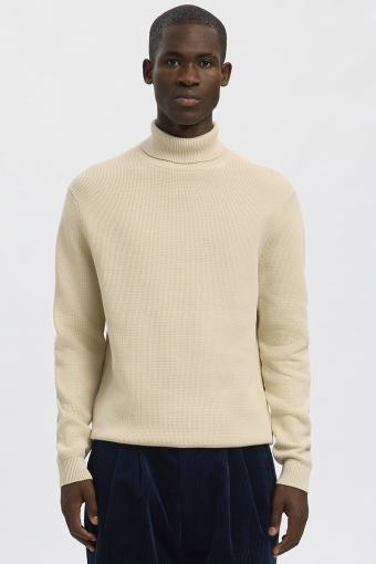 Dane LS Structure Knit Roll Neck Oatmeal
