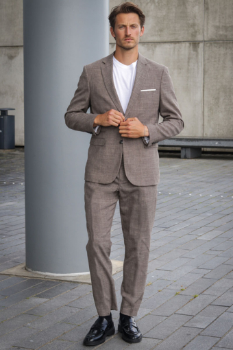 SLIM OASIS LINEN BLAZER Dark Sand Melange