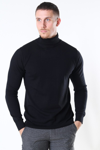 Merino Wool Roll Stricken Black