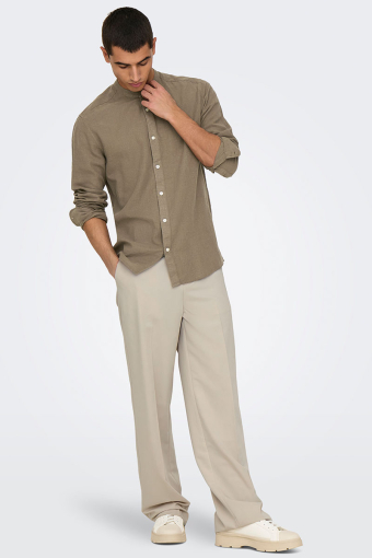 Caiden LS Linen Mao Hemd Fossil