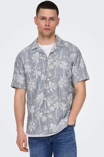 Caiden SS Regular Hawaii Linen Hemd Dress Blues