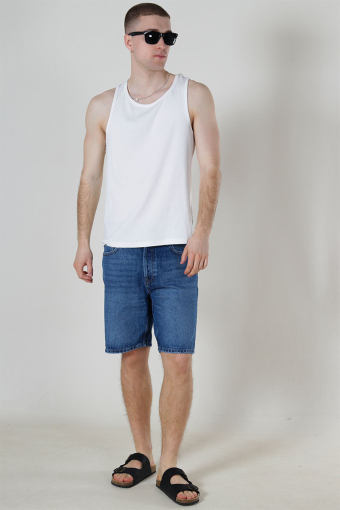Edge Straight Fit Denim Shorts Medium Blue Denim