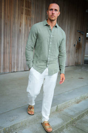 Caiden LS Linen Hemd Swamp
