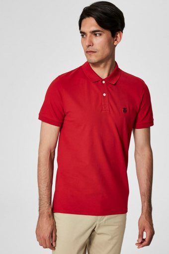 Aro S/S Emroidery Polo Hemd Noos Scarlet Sage