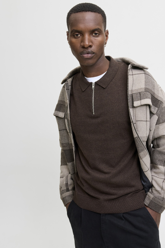 Emil Knit Polo Half Zip LS Mulch