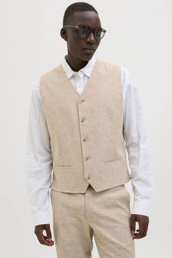 Riviera Linen Wastcoat Beige
