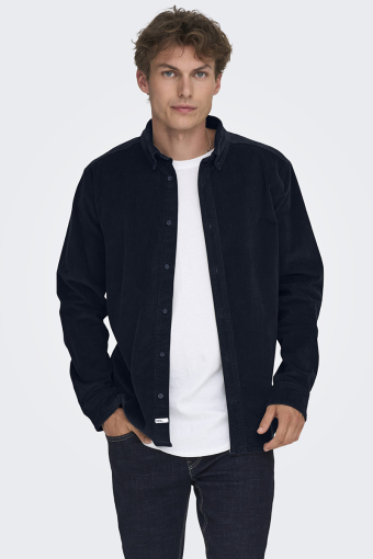 Michael Regular Fit Stretch Cord Hemd LS Navy Blazer