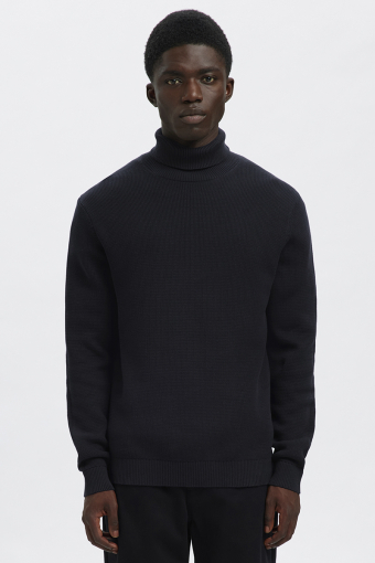 Dane LS Structure Knit Roll Neck Sky Captain