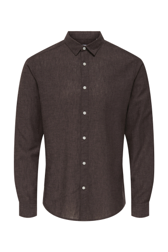 Caiden LS Linen Hemd Coffee Bean Peppercorn