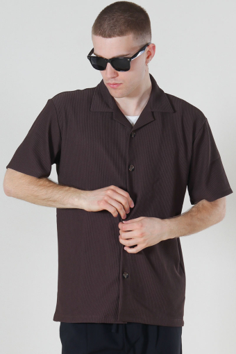 Relax Plisse Resort SS Hemd Chocolate Brown
