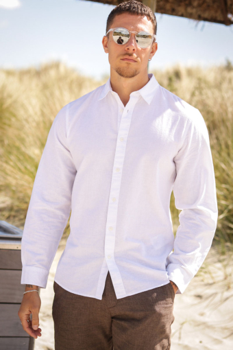 Slim Sun Linen Hemd LS White