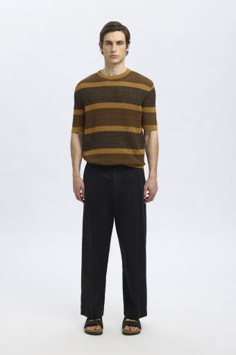 Ginger SS Knit Relaxed Fit Stripe Tee Chipmunk