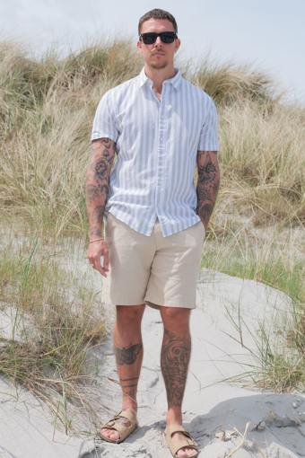 Regular Sun Linen Hemd SS Iceberg Green Stripe