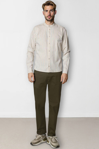 Ran Mao Hemd L/S Light beige stripe