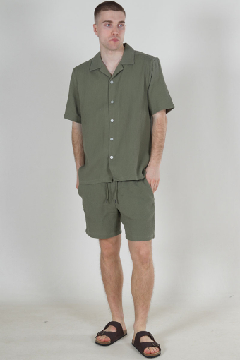 Bertil Waffle SS Resort Hemd Deep Lichen Green