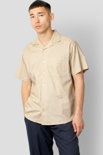 Bowling Cotton Linen Hemd SS Khaki