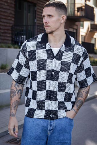 Athletico Loose Fit Crochet Polo Hemd SS Black