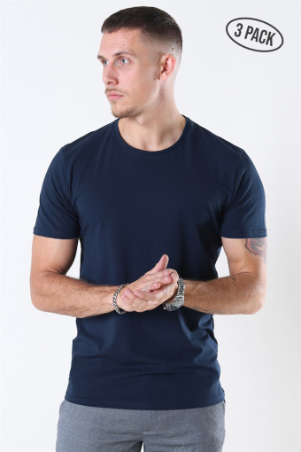 New Pima T-Hemd 3-Pack Navy Blazer