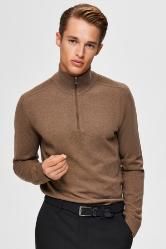 Berg Half Zip Knit Teak Melange