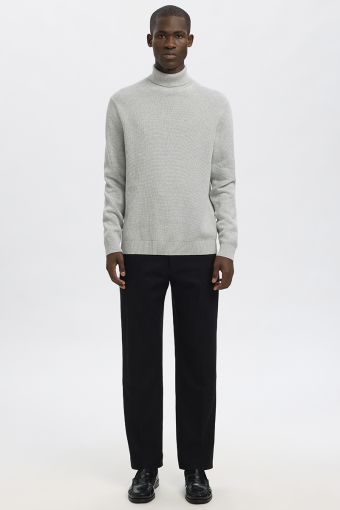 Dane LS Structure Knit Roll Neck Light Grey Melange