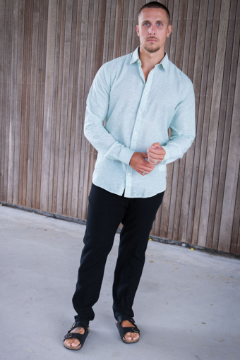 Caiden LS Linen Hemd Cashmere Blue