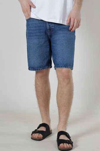 Edge Straight Fit Denim Shorts Medium Blue Denim