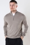 JEFF FRANKIE HALF ZIP KNIT Dark Beige