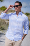 Selected Reg New Linen Hemd LS Cashmere Blue Strupe