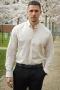 Clean Cut Copenhagen Oxford Stretch Plain L/S Sand Melange