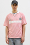 Jack & Jones Retreat AOP Mesh Open Collar Polo SS Pink Icing